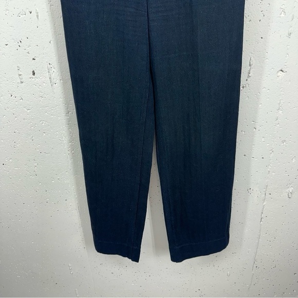 Rag & Bone Women's size 2 Navy Blue Herringbone Wide Straight Leg Ankle Pants - Picture 3 of 11